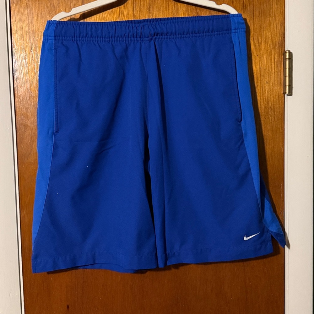 Nike Royal Blue Basketball Shorts with lighter blue stripes